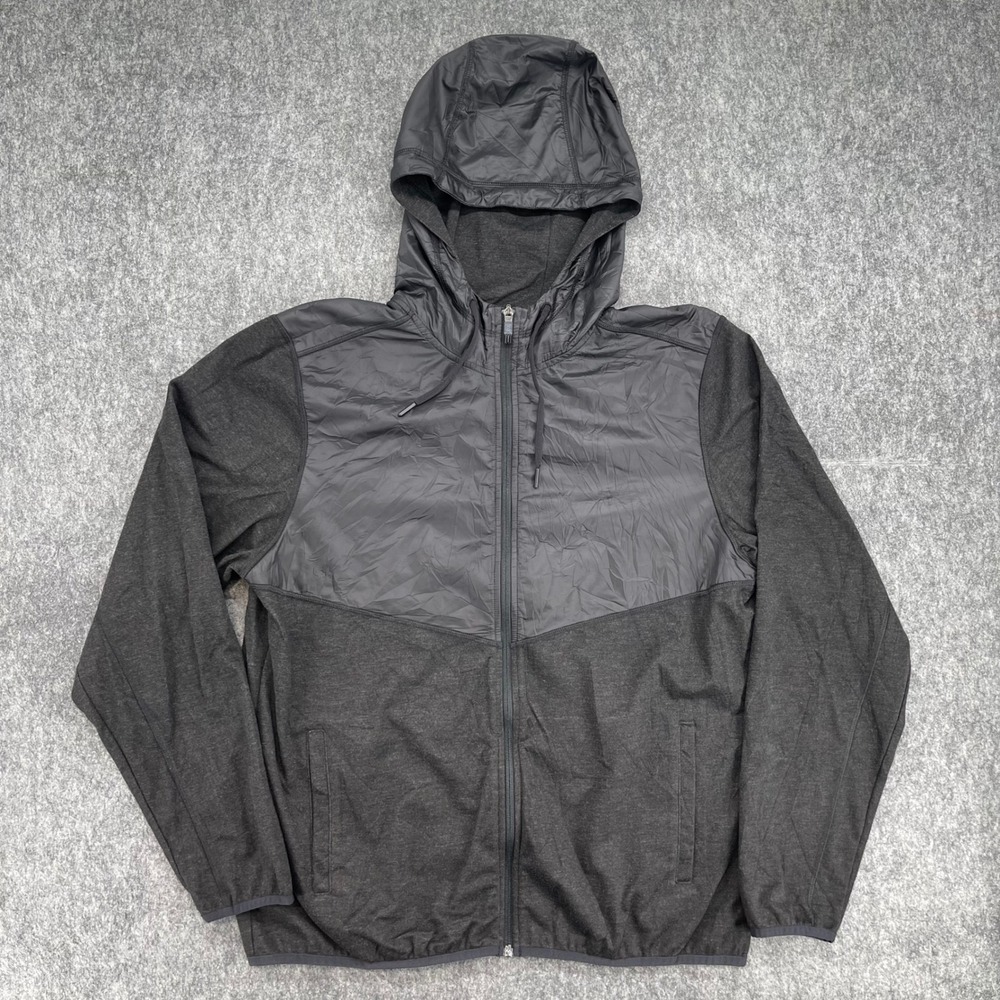 Rhone Jacket Mens Large Tech Terry Tec 182 Full Zip Hoodie Windbreaker Black